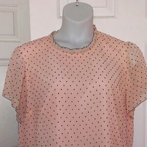 LOFT PLUS Elegant Polka Dot Blouse - Pink